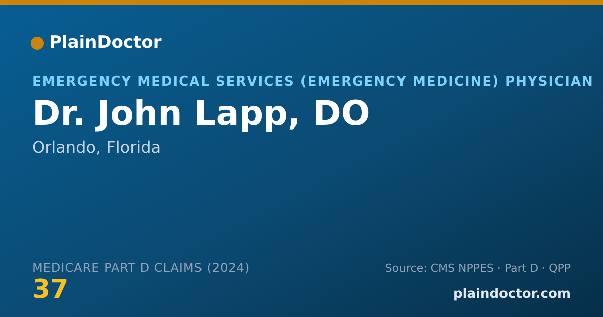 Shareable card for John Lapp, DO - Emergency Medical Services (Emergency Medicine) Physician, Orlando, FL