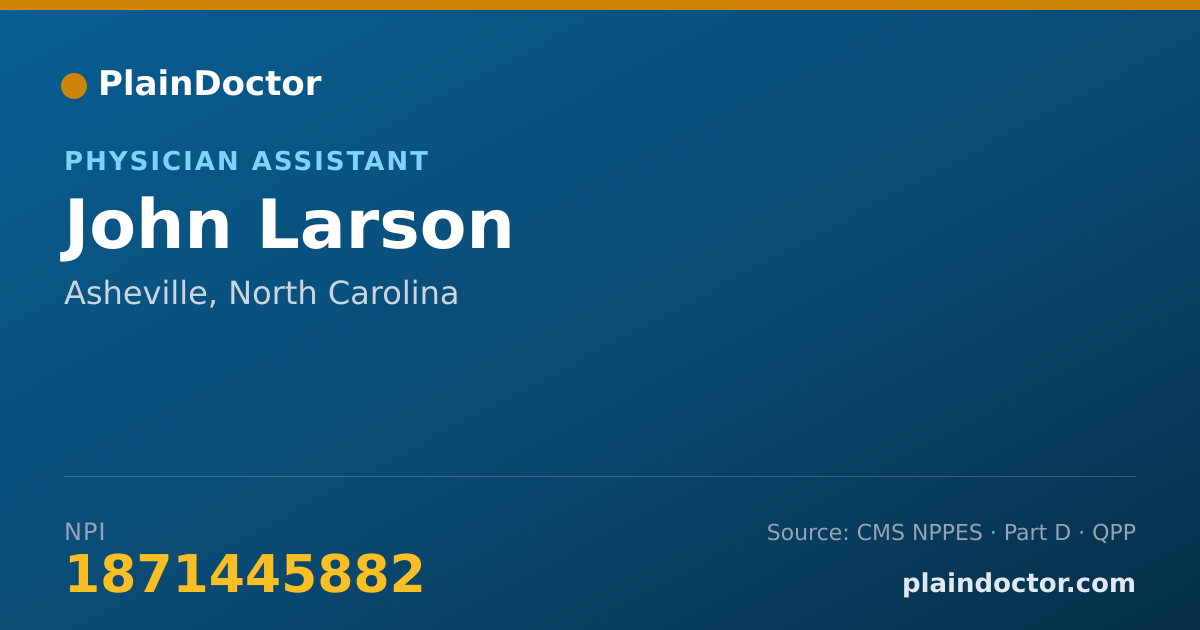 Shareable card for John Larson - Physician Assistant, Asheville, NC