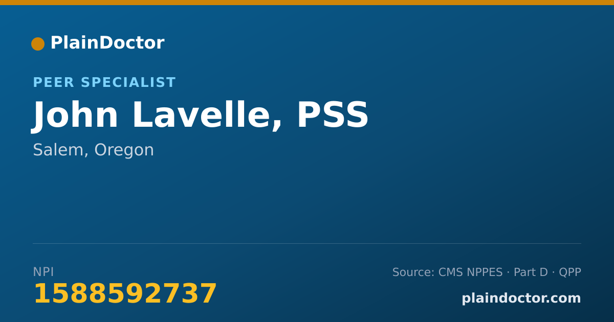Shareable card for John Lavelle, PSS - Peer Specialist, Salem, OR
