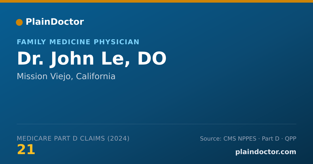 Shareable card for John Le, DO - Family Medicine Physician, Mission Viejo, CA