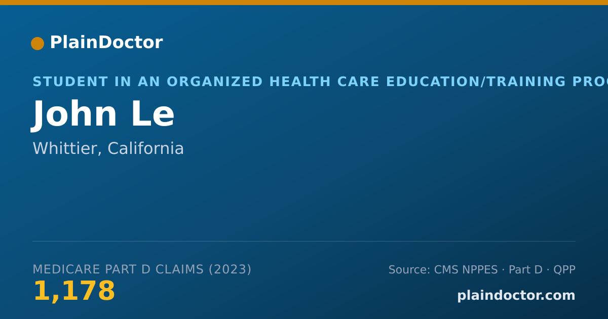 Shareable card for John Le - Student in an Organized Health Care Education/Training Program, Whittier, CA
