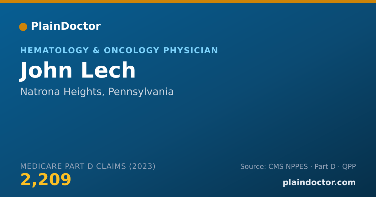 Shareable card for John Lech - Hematology & Oncology Physician, Natrona Heights, PA