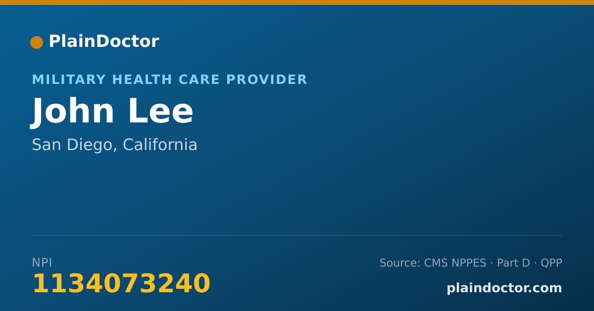 Shareable card for John Lee - Military Health Care Provider, San Diego, CA