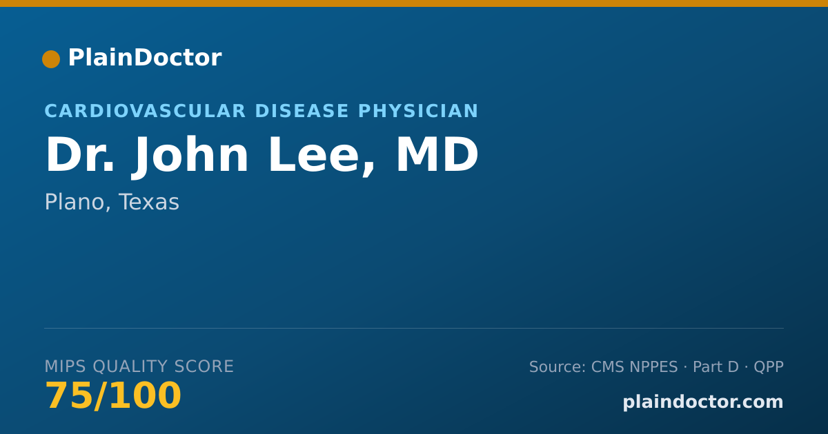 Shareable card for John Lee, MD - Cardiovascular Disease Physician, Plano, TX