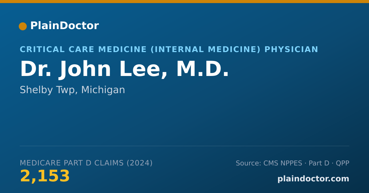 Shareable card for John Lee, M.D. - Critical Care Medicine (Internal Medicine) Physician, Shelby Twp, MI