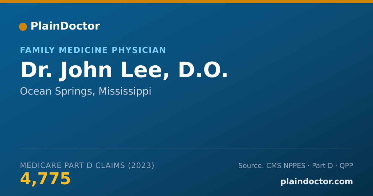 Shareable card for John Lee, D.O. - Family Medicine Physician, Ocean Springs, MS