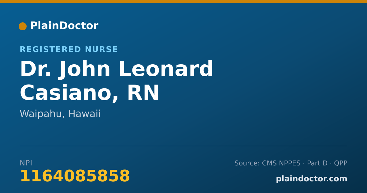 Shareable card for John Leonard Casiano, RN - Registered Nurse, Waipahu, HI