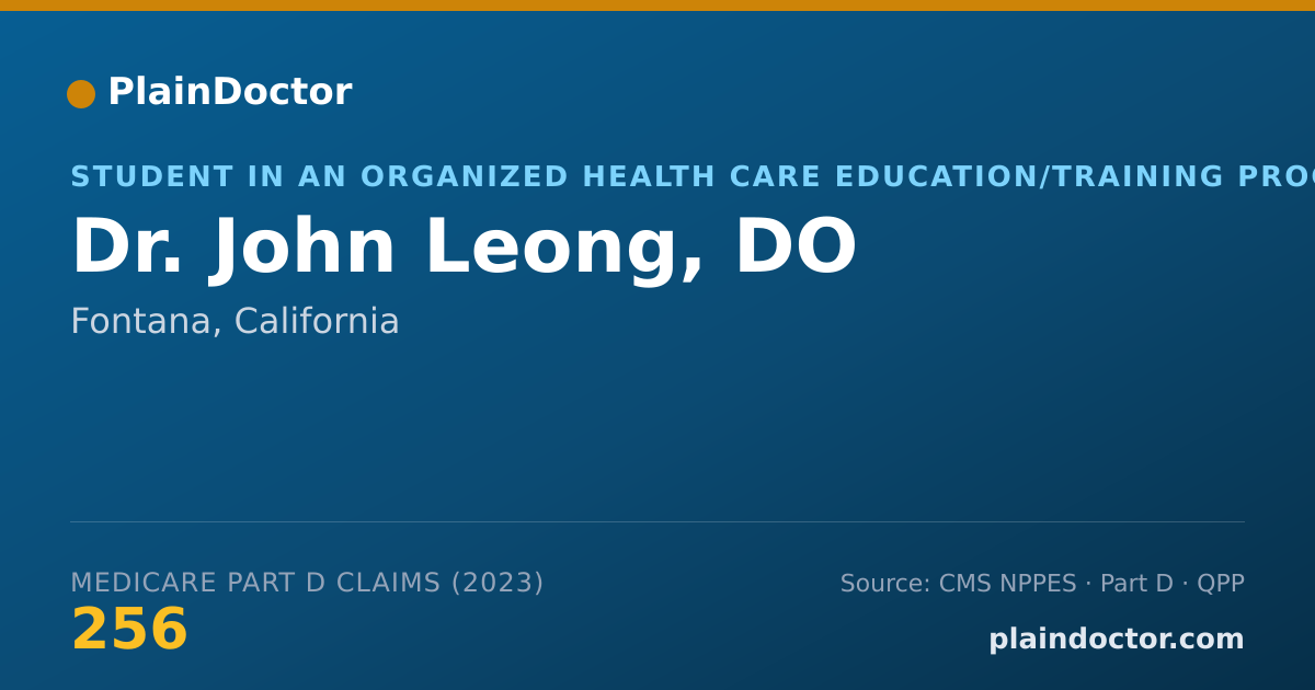 Shareable card for John Leong, DO - Student in an Organized Health Care Education/Training Program, Fontana, CA
