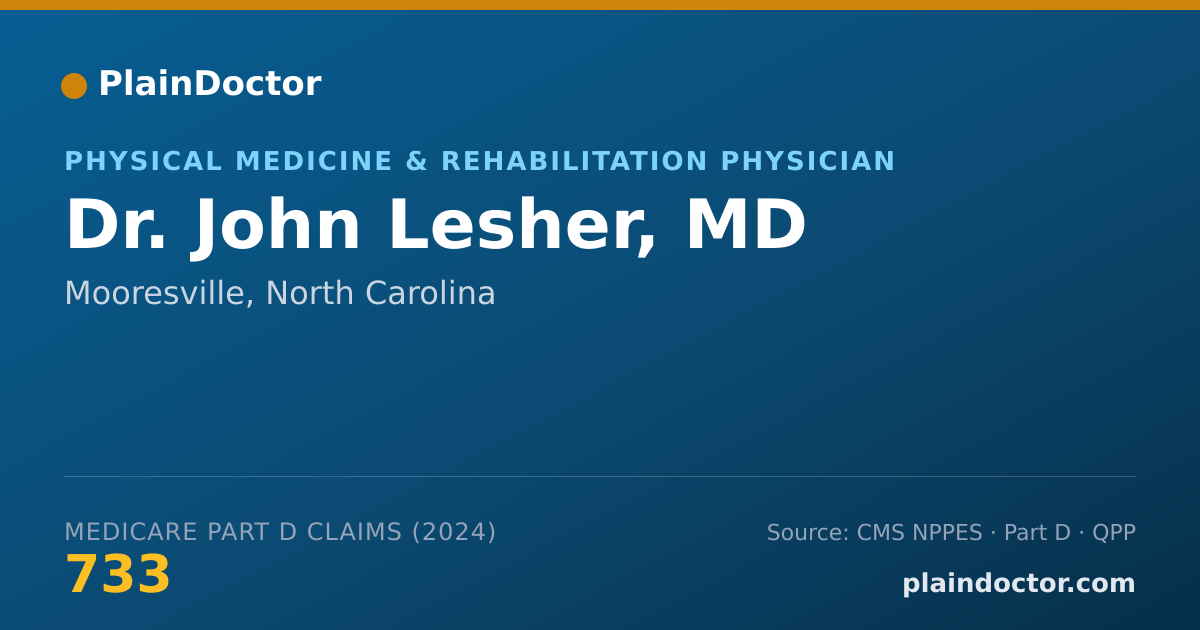 Shareable card for John Lesher, MD - Physical Medicine & Rehabilitation Physician, Mooresville, NC