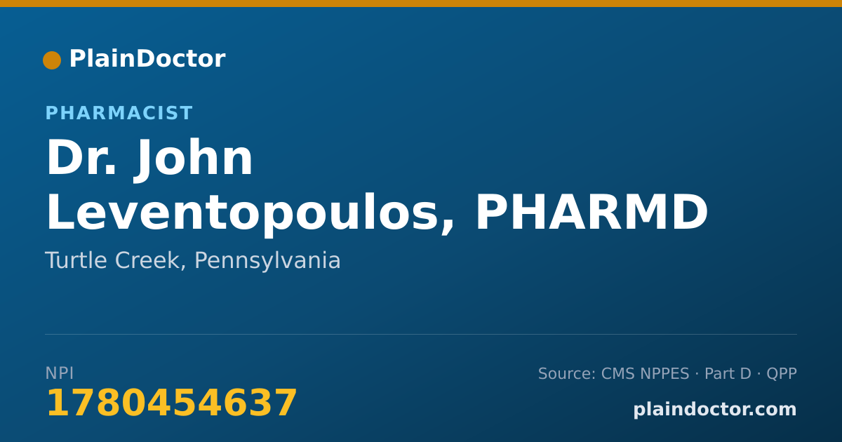 Shareable card for John Leventopoulos, PHARMD - Pharmacist, Turtle Creek, PA