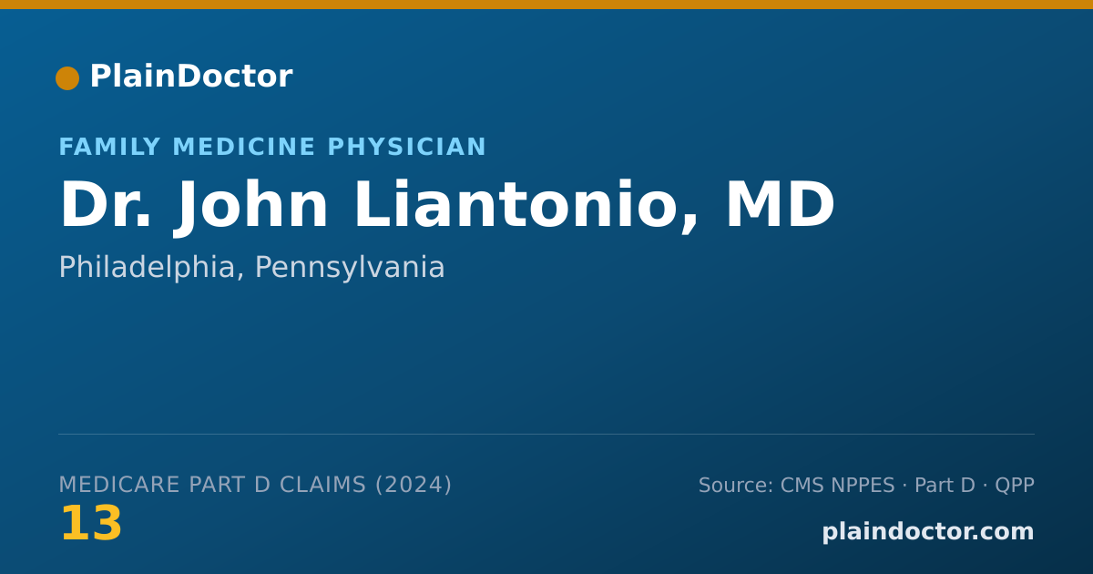 Shareable card for John Liantonio, MD - Family Medicine Physician, Philadelphia, PA