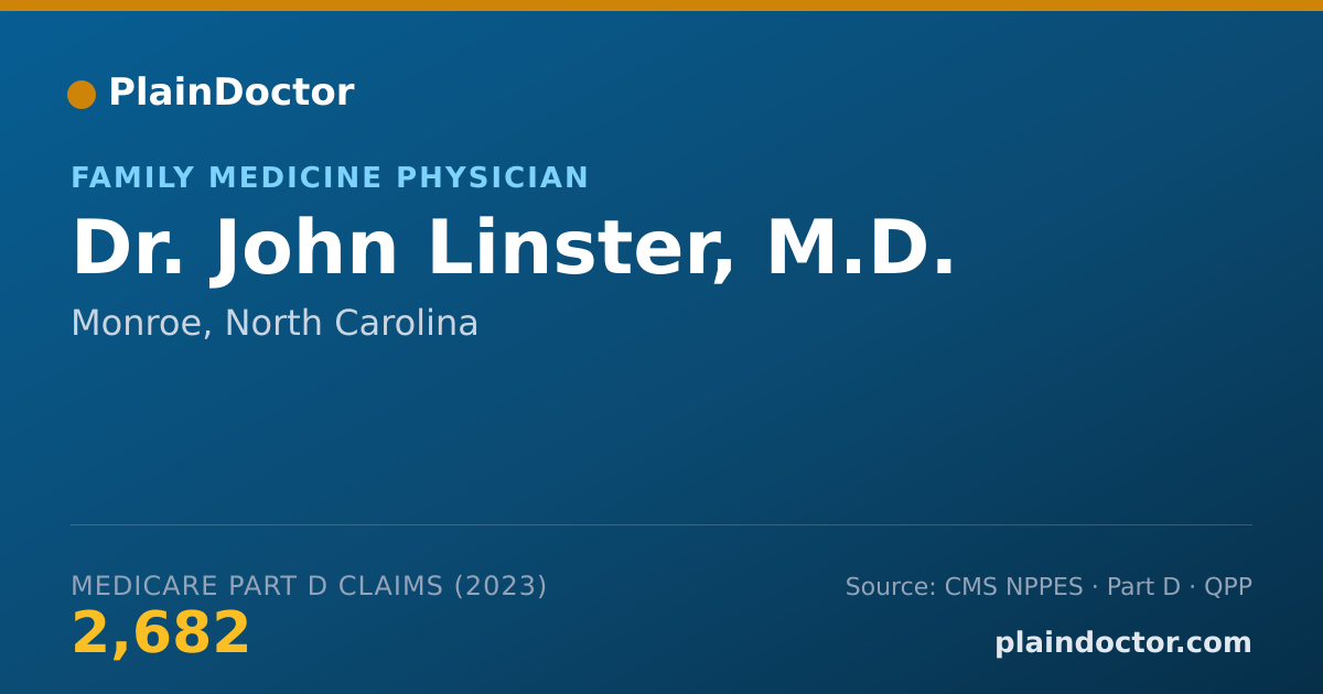Shareable card for John Linster, M.D. - Family Medicine Physician, Monroe, NC