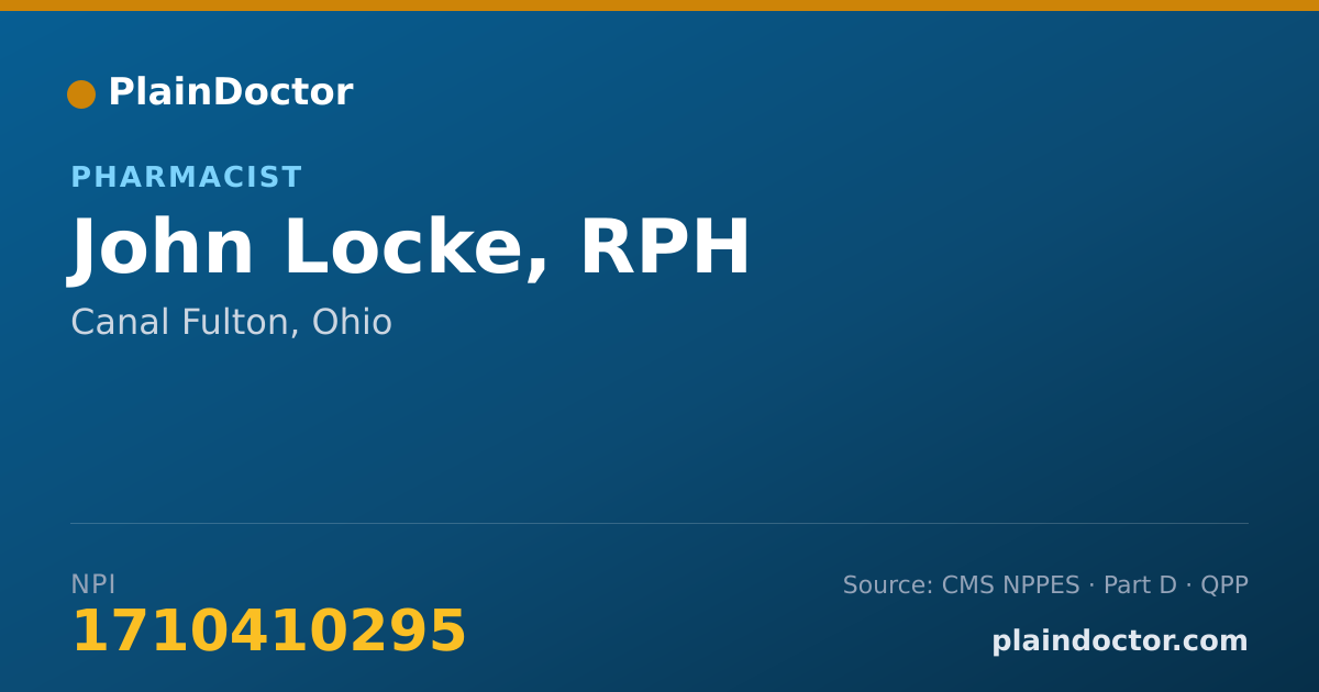 Shareable card for John Locke, RPH - Pharmacist, Canal Fulton, OH