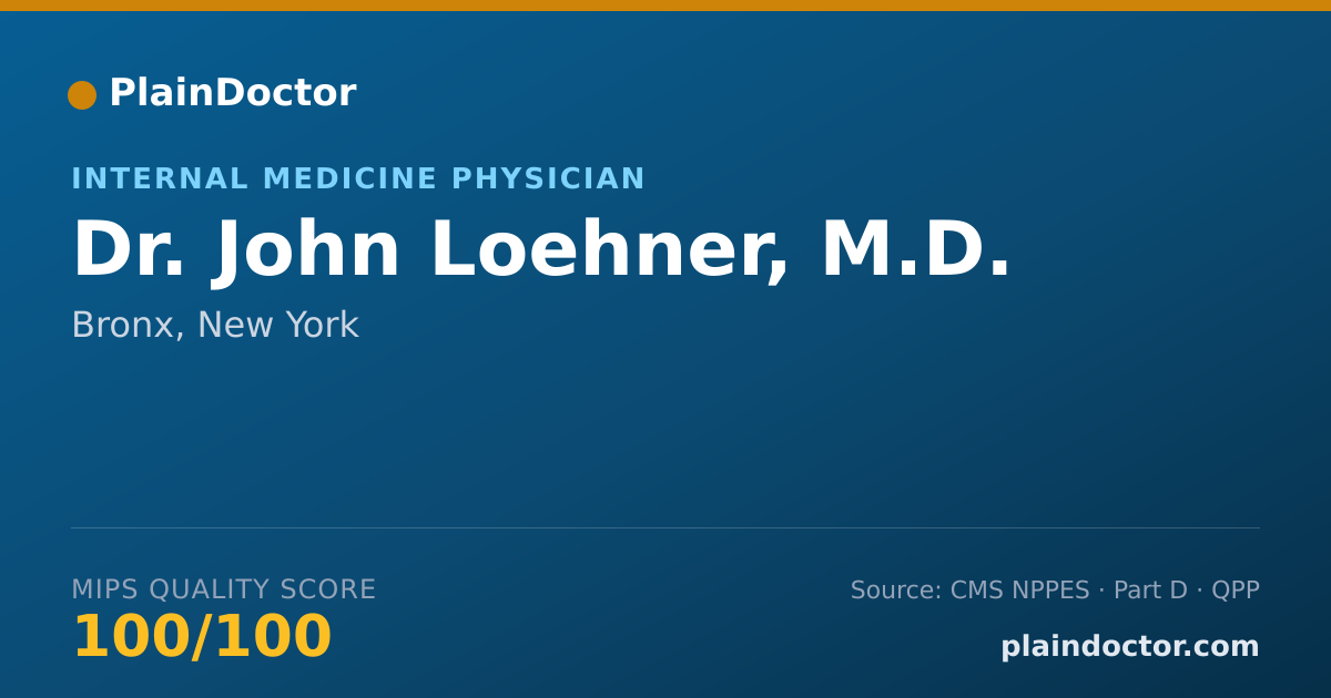 Shareable card for John Loehner, M.D. - Internal Medicine Physician, Bronx, NY