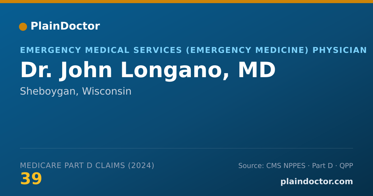 Shareable card for John Longano, MD - Emergency Medical Services (Emergency Medicine) Physician, Sheboygan, WI