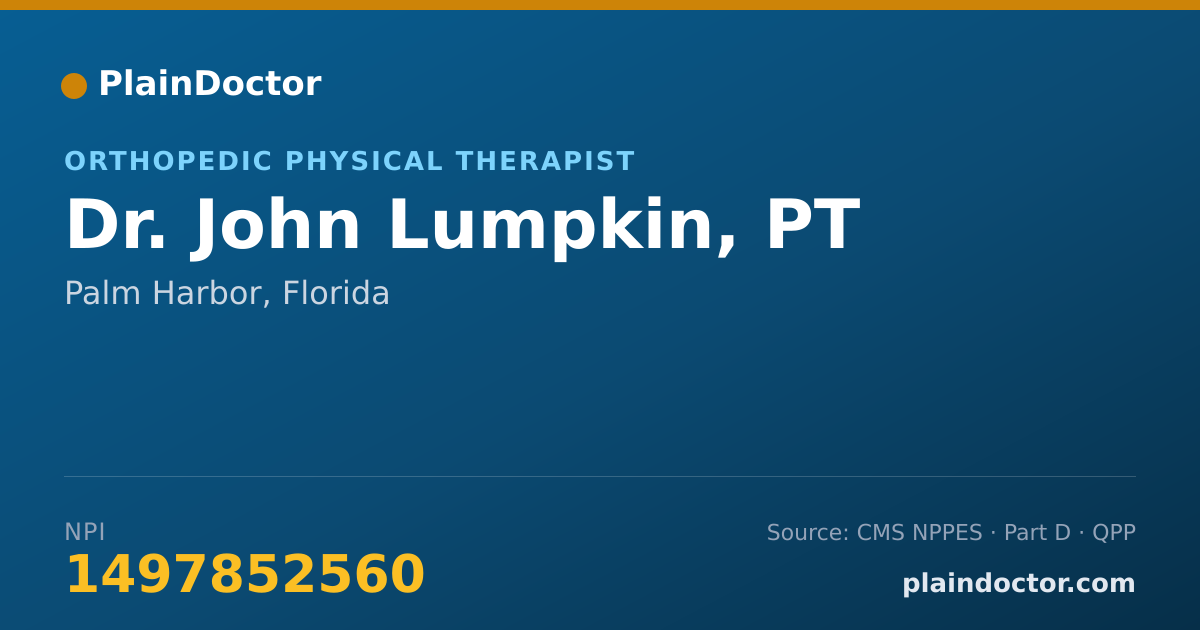 Shareable card for John Lumpkin, PT - Orthopedic Physical Therapist, Palm Harbor, FL