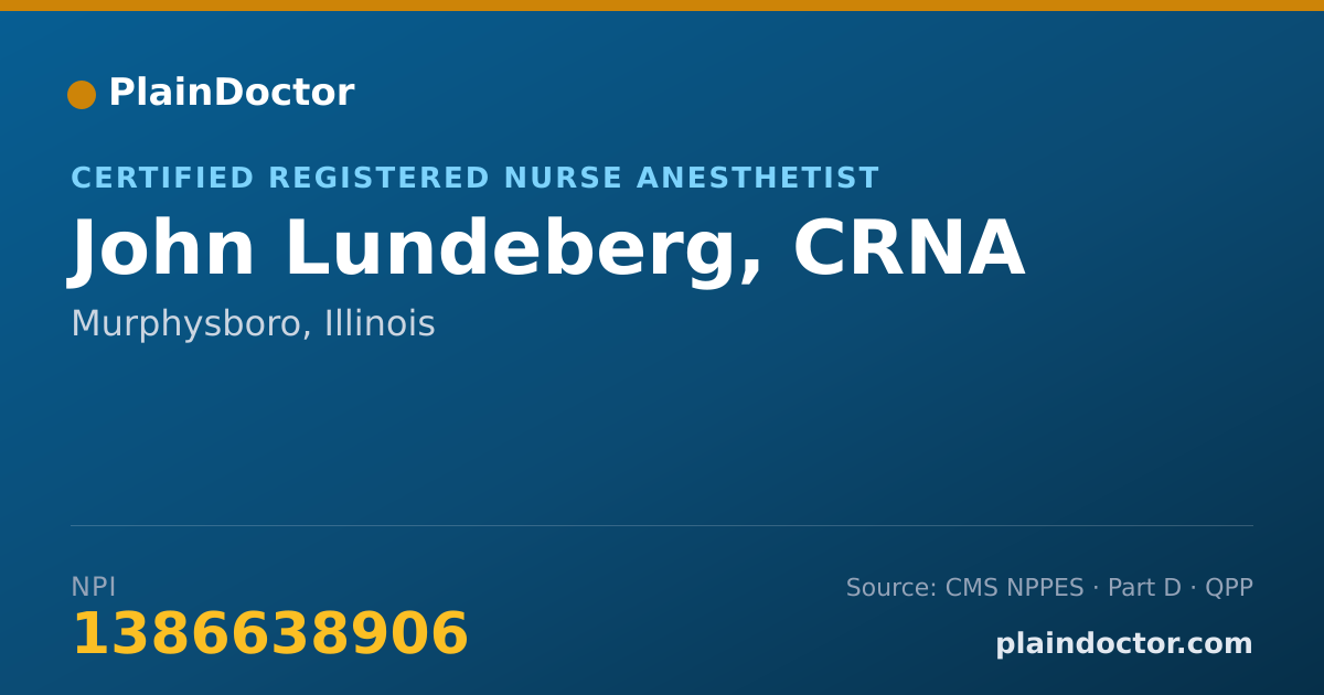 Shareable card for John Lundeberg, CRNA - Certified Registered Nurse Anesthetist, Murphysboro, IL