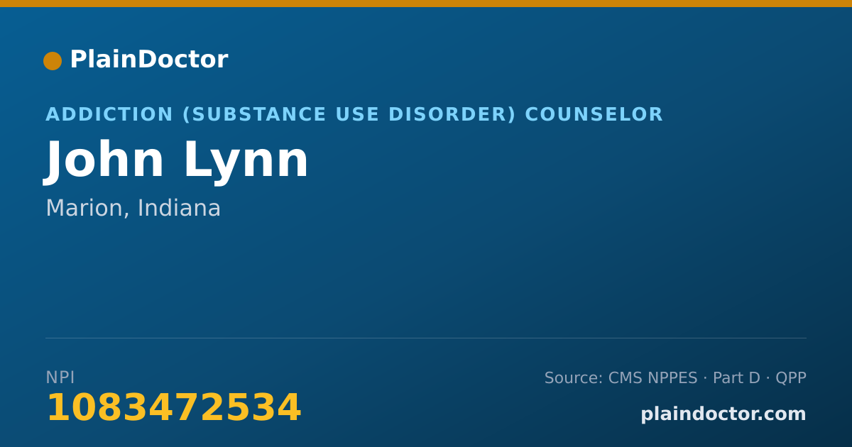 Shareable card for John Lynn - Addiction (Substance Use Disorder) Counselor, Marion, IN