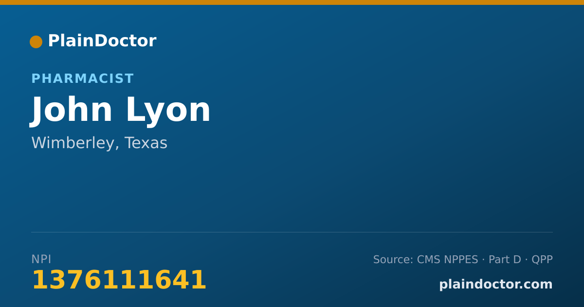 Shareable card for John Lyon - Pharmacist, Wimberley, TX