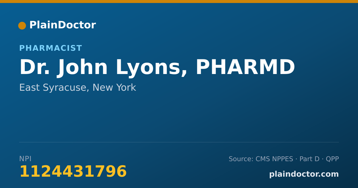 Shareable card for John Lyons, PHARMD - Pharmacist, East Syracuse, NY