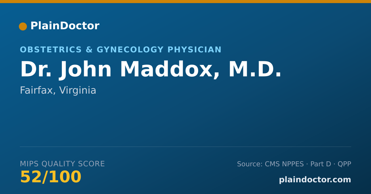 Shareable card for John Maddox, M.D. - Obstetrics & Gynecology Physician, Fairfax, VA