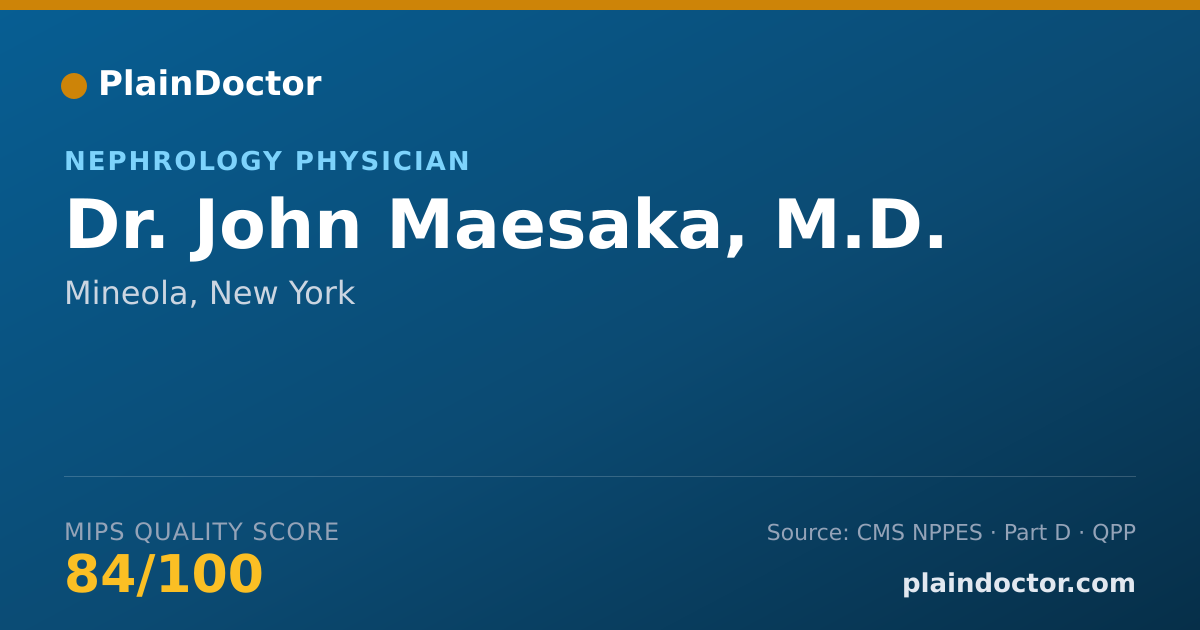 Shareable card for John Maesaka, M.D. - Nephrology Physician, Mineola, NY