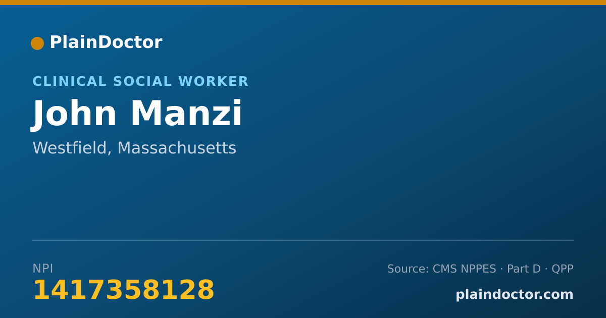 Shareable card for John Manzi - Clinical Social Worker, Westfield, MA