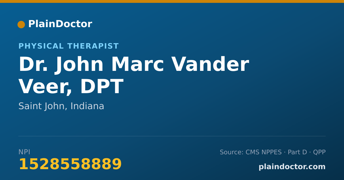 Shareable card for John Marc Vander Veer, DPT - Physical Therapist, Saint John, IN
