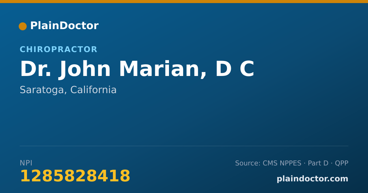 Shareable card for John Marian, D C - Chiropractor, Saratoga, CA