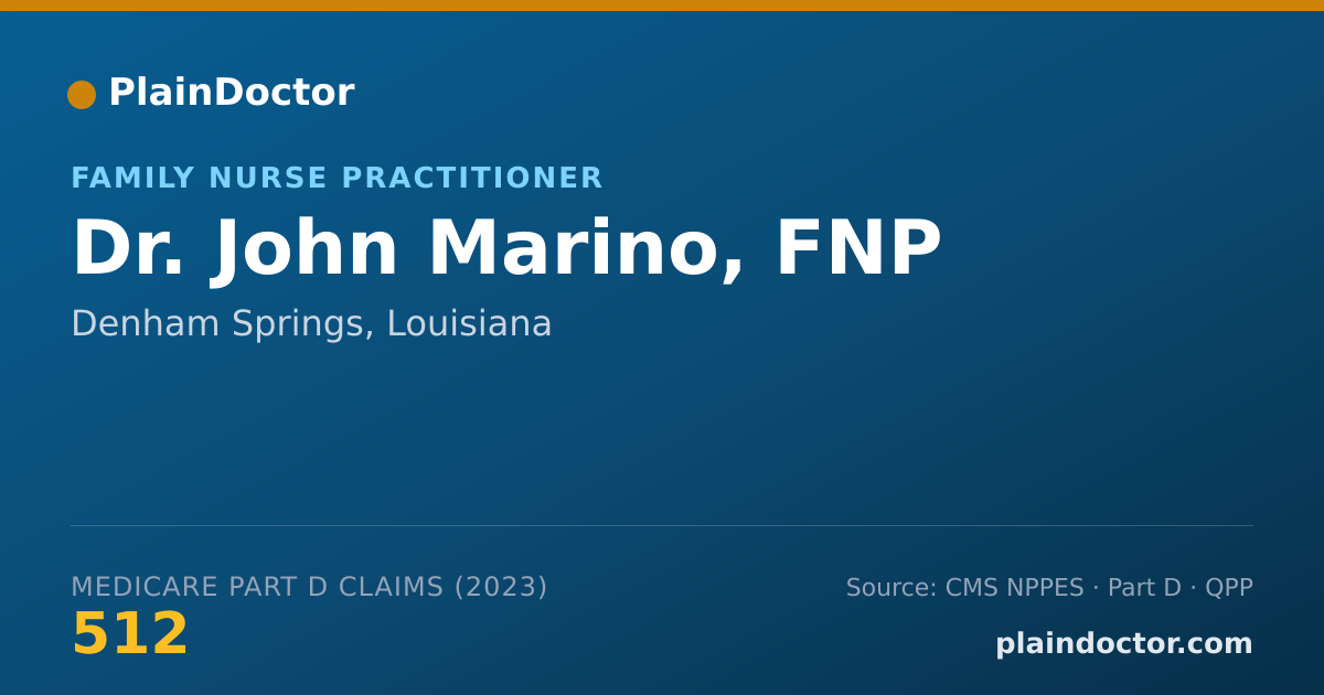 Shareable card for John Marino, FNP - Family Nurse Practitioner, Denham Springs, LA