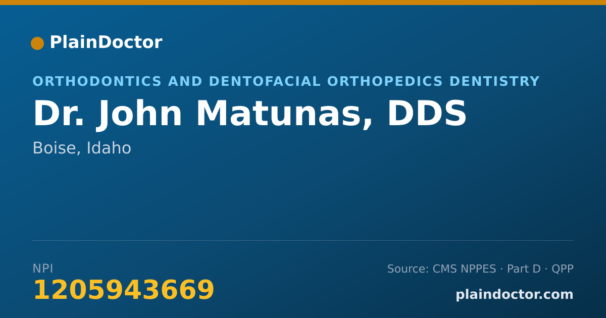 Shareable card for John Matunas, DDS - Orthodontics and Dentofacial Orthopedics Dentistry, Boise, ID