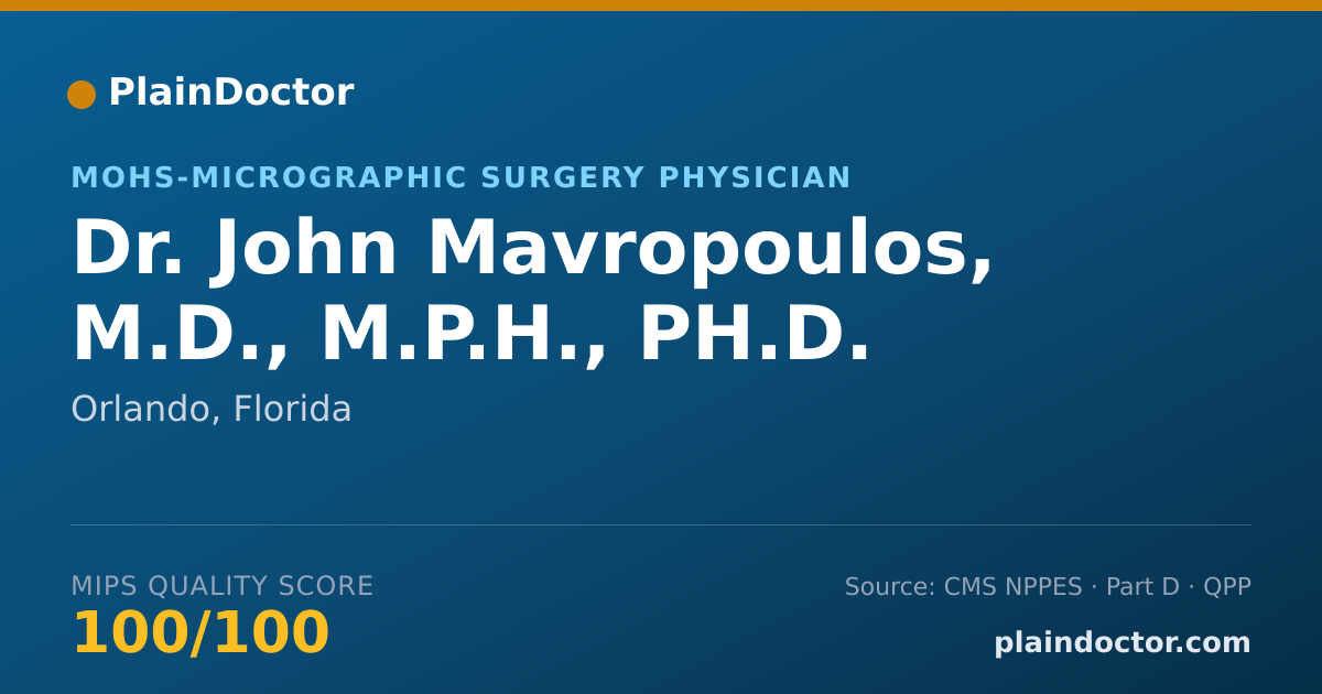 Shareable card for John Mavropoulos, M.D., M.P.H., PH.D. - MOHS-Micrographic Surgery Physician, Orlando, FL