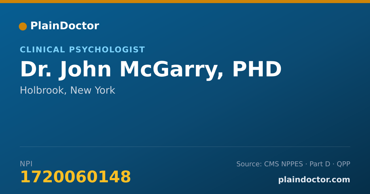 Shareable card for John McGarry, PHD - Clinical Psychologist, Holbrook, NY
