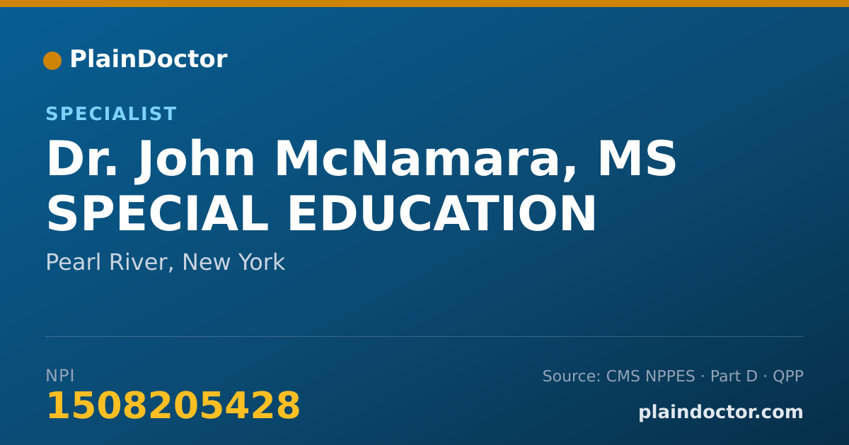 Shareable card for John McNamara, MS SPECIAL EDUCATION - Specialist, Pearl River, NY