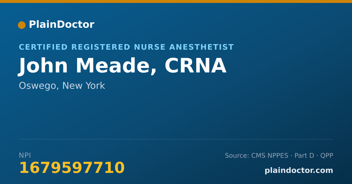 Shareable card for John Meade, CRNA - Certified Registered Nurse Anesthetist, Oswego, NY