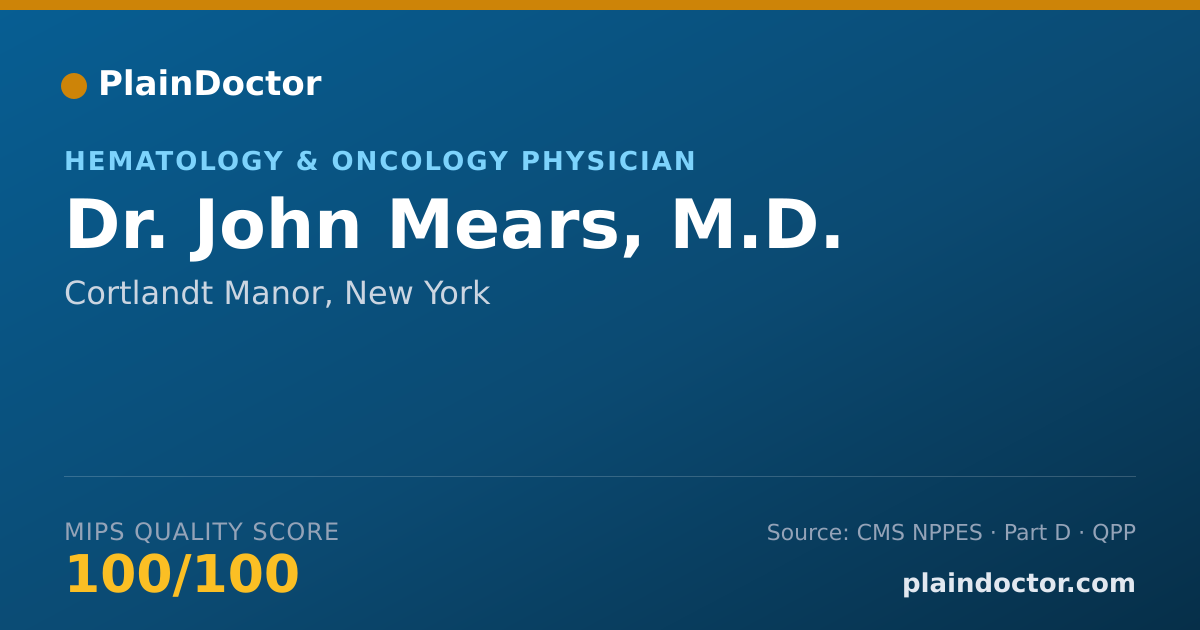 Shareable card for John Mears, M.D. - Hematology & Oncology Physician, Cortlandt Manor, NY