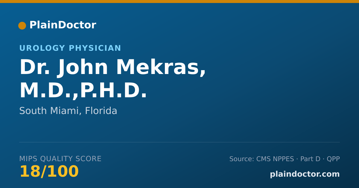 Shareable card for John Mekras, M.D.,P.H.D. - Urology Physician, South Miami, FL