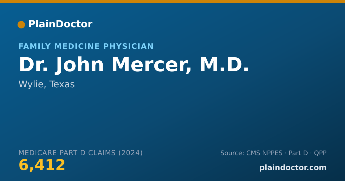 Shareable card for John Mercer, M.D. - Family Medicine Physician, Wylie, TX