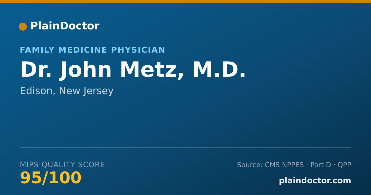 Shareable card for John Metz, M.D. - Family Medicine Physician, Edison, NJ