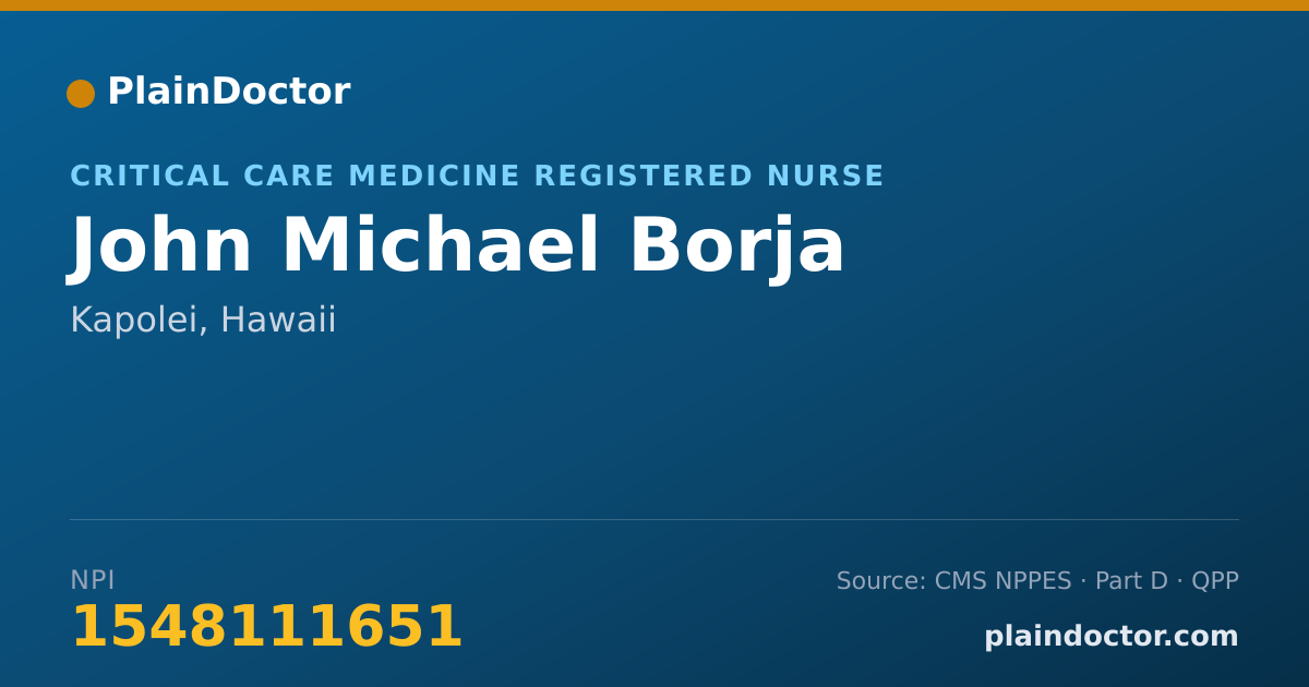 Shareable card for John Michael Borja - Critical Care Medicine Registered Nurse, Kapolei, HI