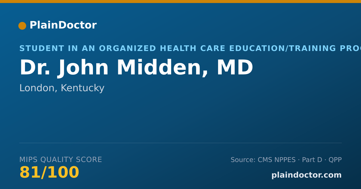 Shareable card for John Midden, MD - Student in an Organized Health Care Education/Training Program, London, KY