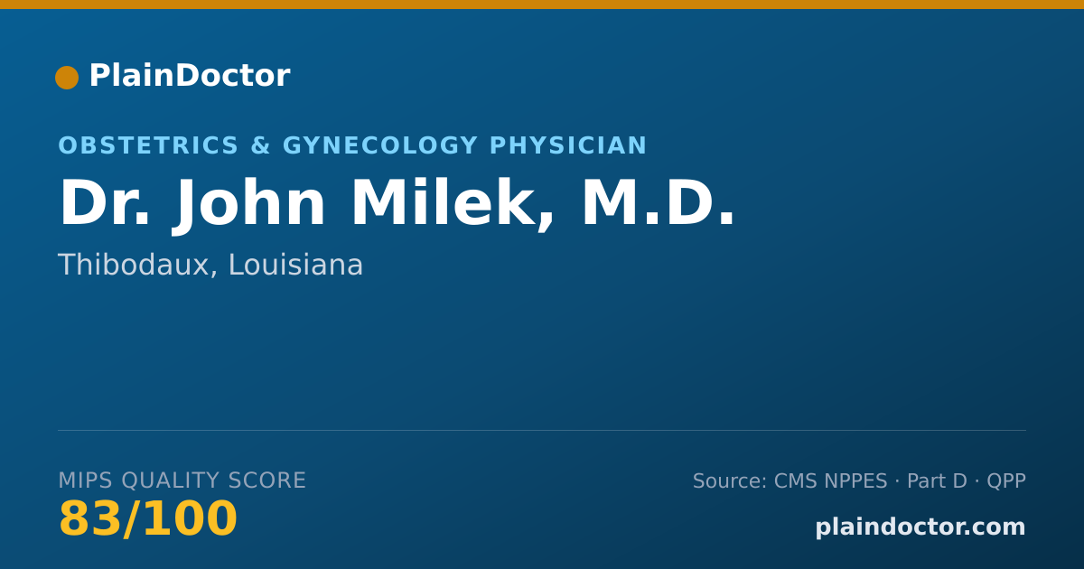 Shareable card for John Milek, M.D. - Obstetrics & Gynecology Physician, Thibodaux, LA