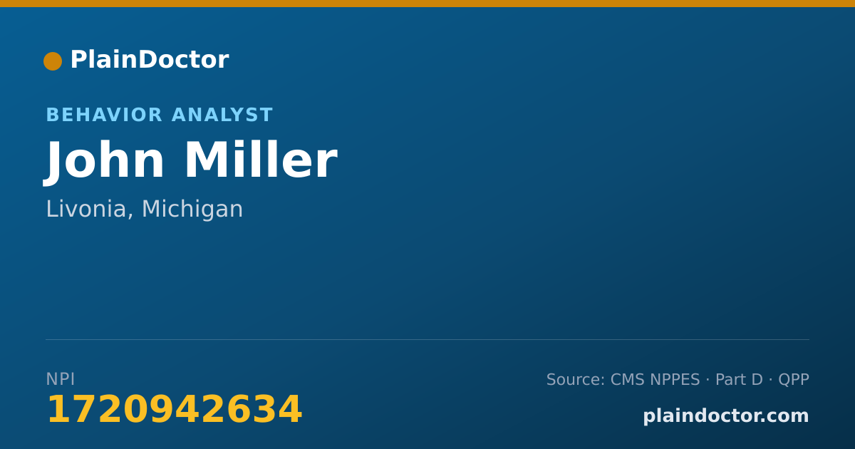 Shareable card for John Miller - Behavior Analyst, Livonia, MI