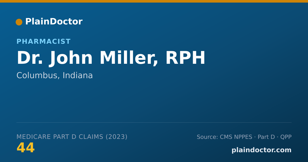 Shareable card for John Miller, RPH - Pharmacist, Columbus, IN
