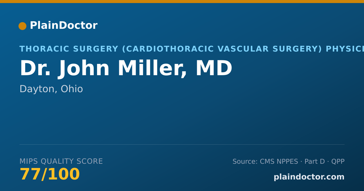 Shareable card for John Miller, MD - Thoracic Surgery (Cardiothoracic Vascular Surgery) Physician, Dayton, OH