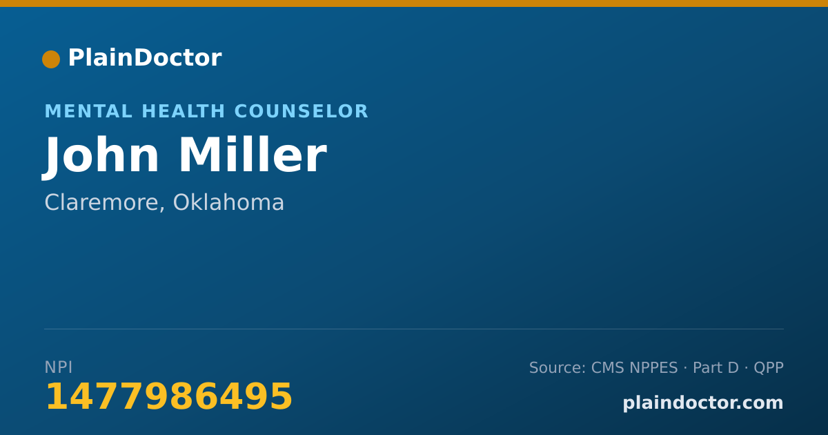 Shareable card for John Miller - Mental Health Counselor, Claremore, OK
