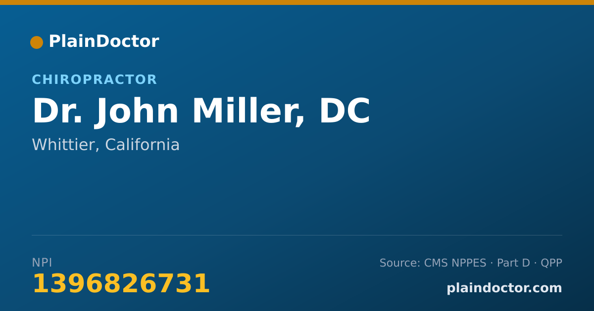 Shareable card for John Miller, DC - Chiropractor, Whittier, CA