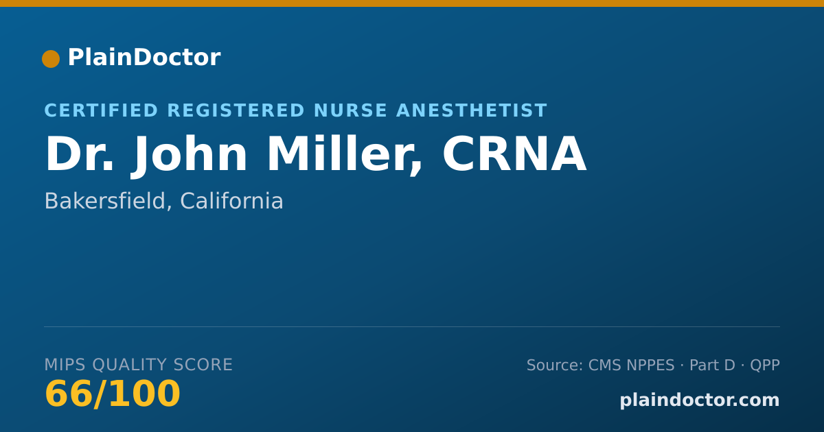 Shareable card for John Miller, CRNA - Certified Registered Nurse Anesthetist, Bakersfield, CA