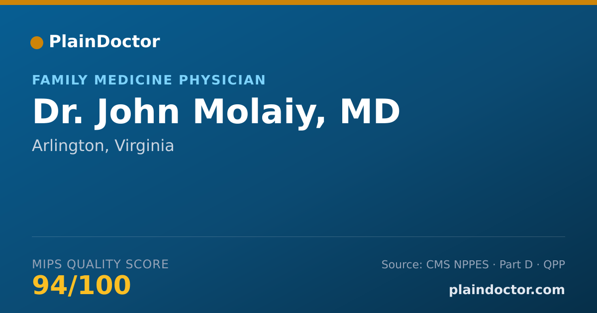 Shareable card for John Molaiy, MD - Family Medicine Physician, Arlington, VA