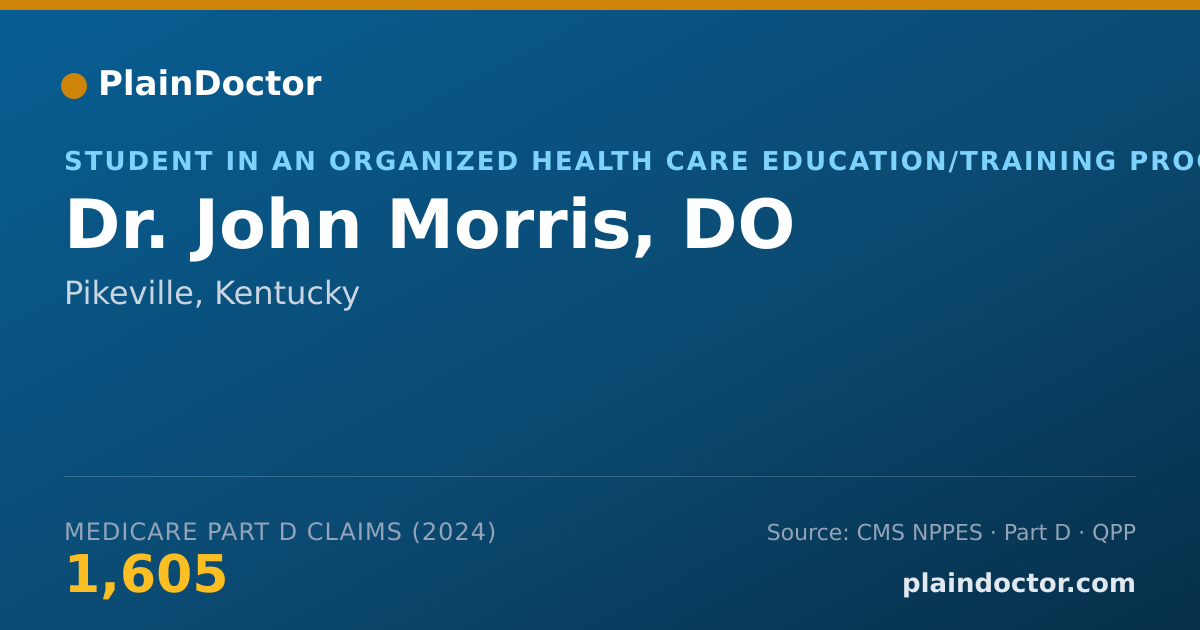 Shareable card for John Morris, DO - Student in an Organized Health Care Education/Training Program, Pikeville, KY